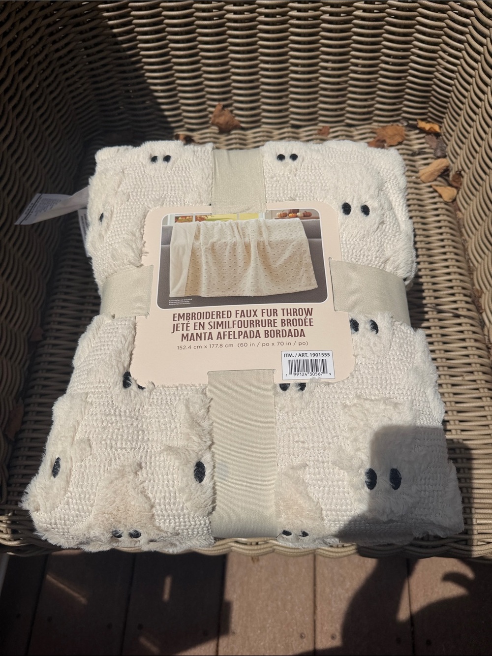 VIrql TikTok Northwest Embroidered Faux Fur Throw - Cream with Ghosts